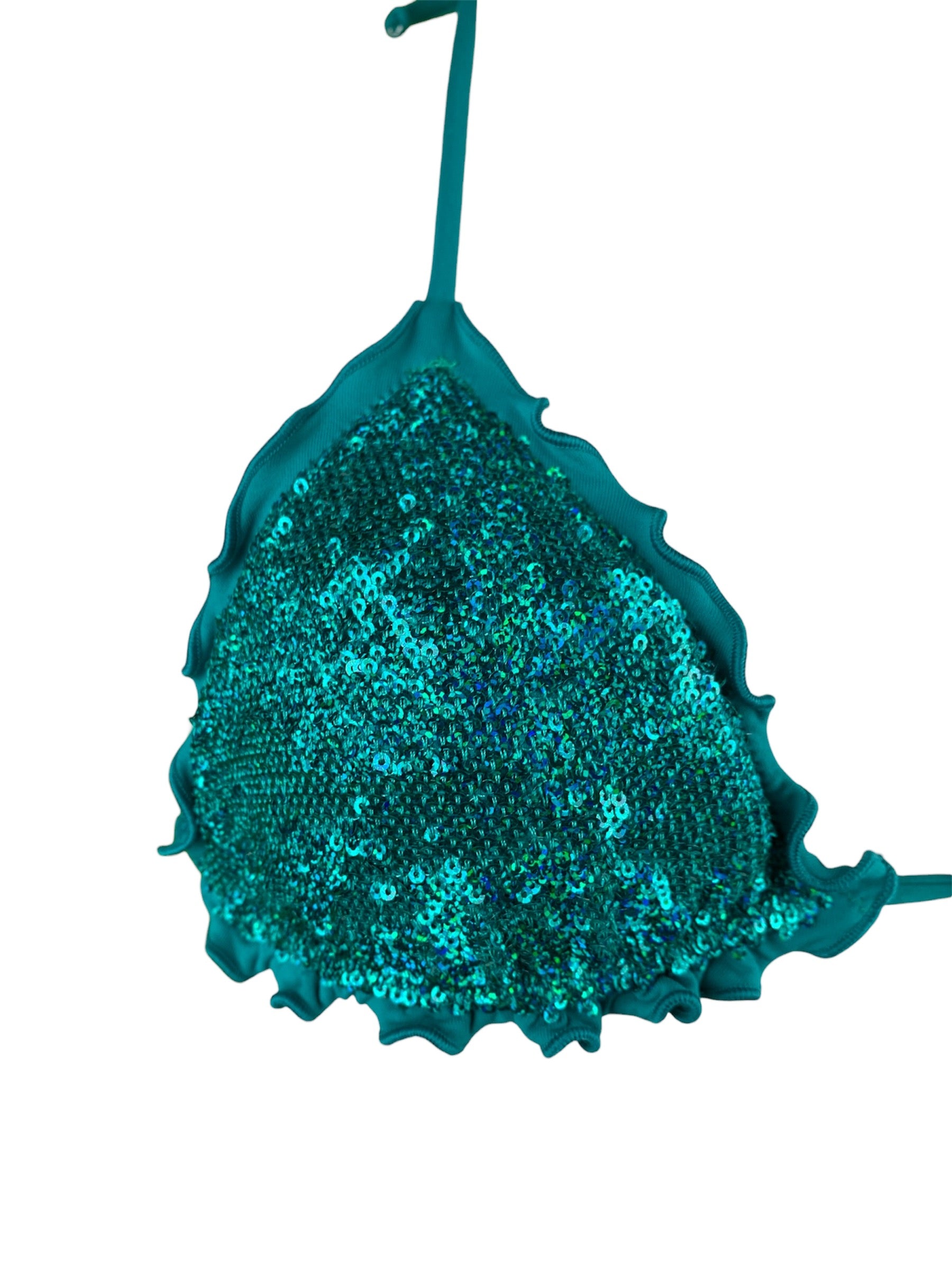Bikini Triangolo Paillettes Prillo Smeraldo