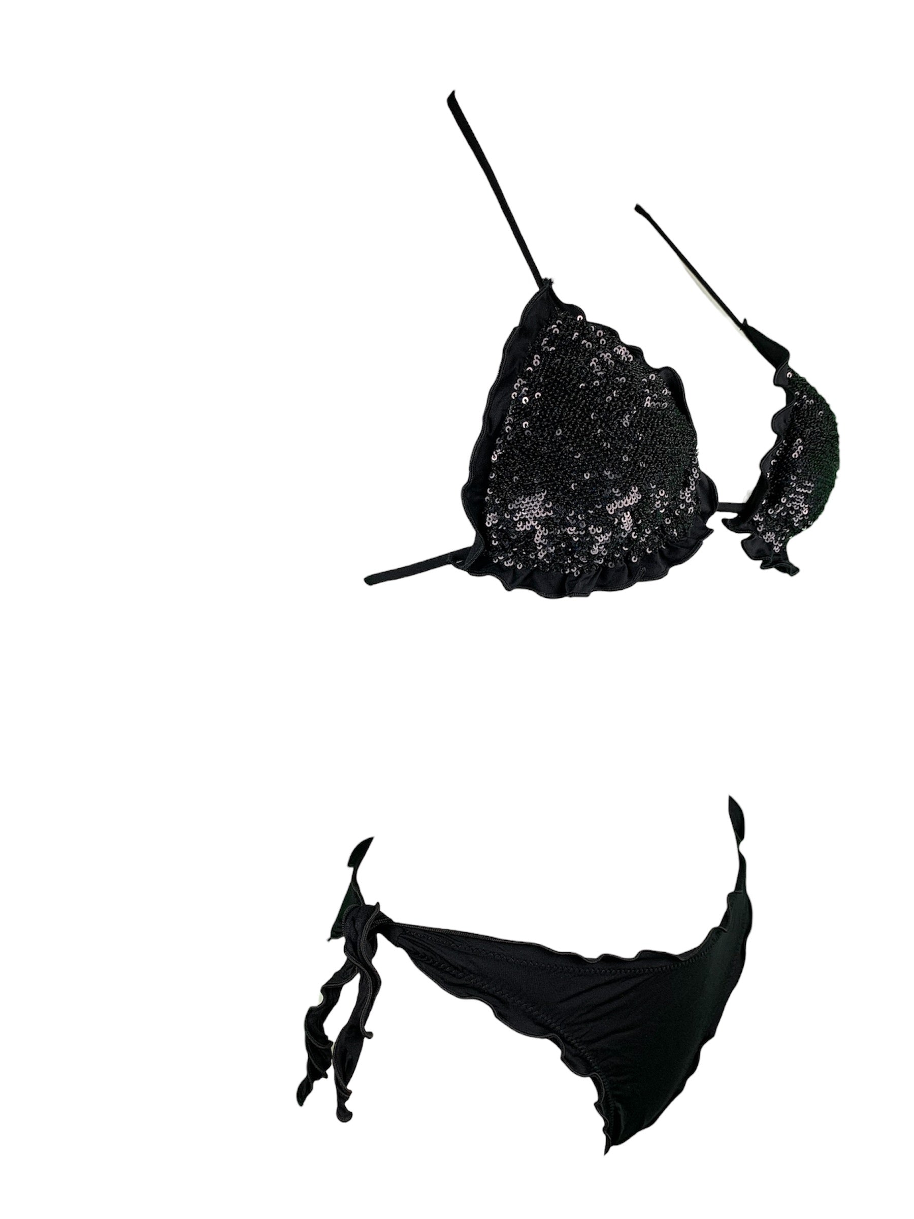 Bikini Triangolo Paillettes Prillo Nero