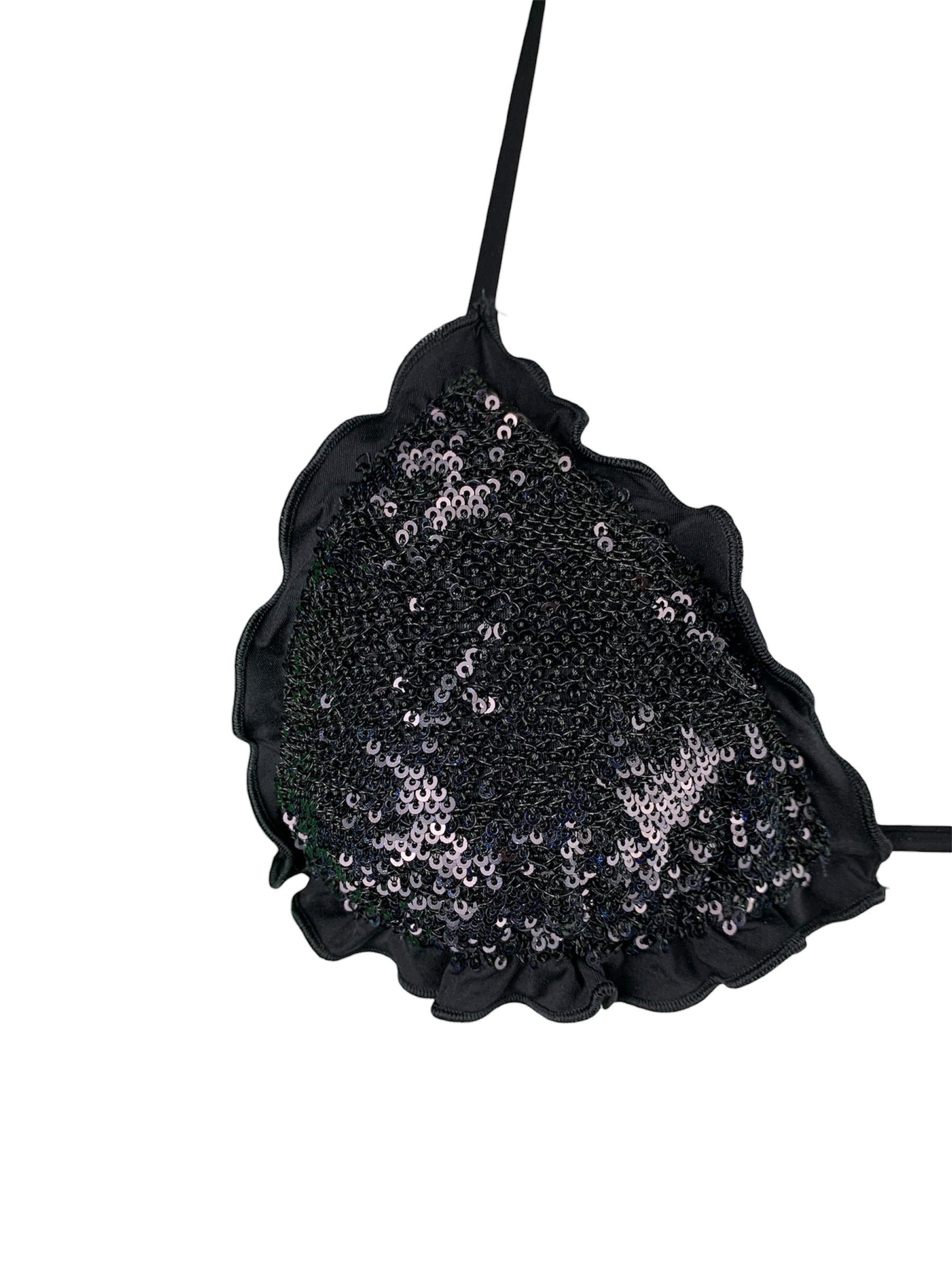 Bikini Triangolo Paillettes Prillo Nero