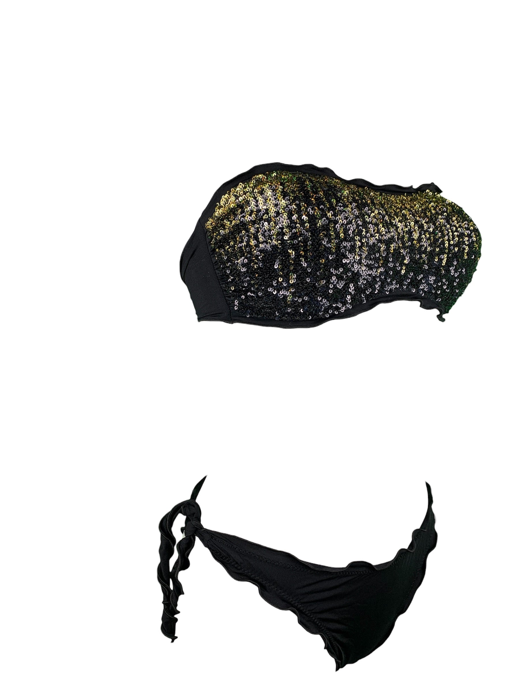 Sunny Beach Bikini Fascia Fiammate Oro-Nero
