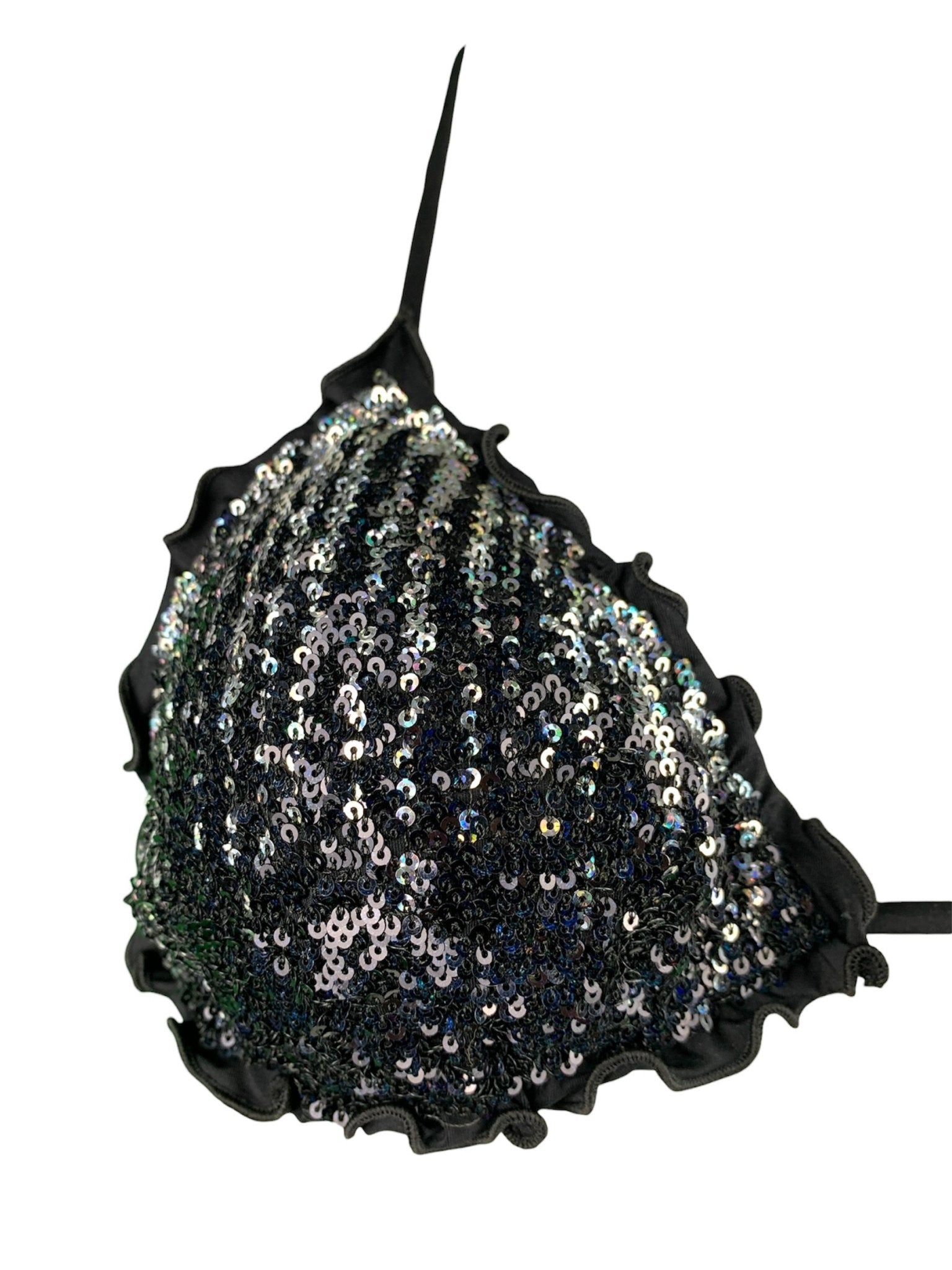 Bikini Triangolo Paillettes Fiammate Argento - Nero - Bikini D'amare Riccione
