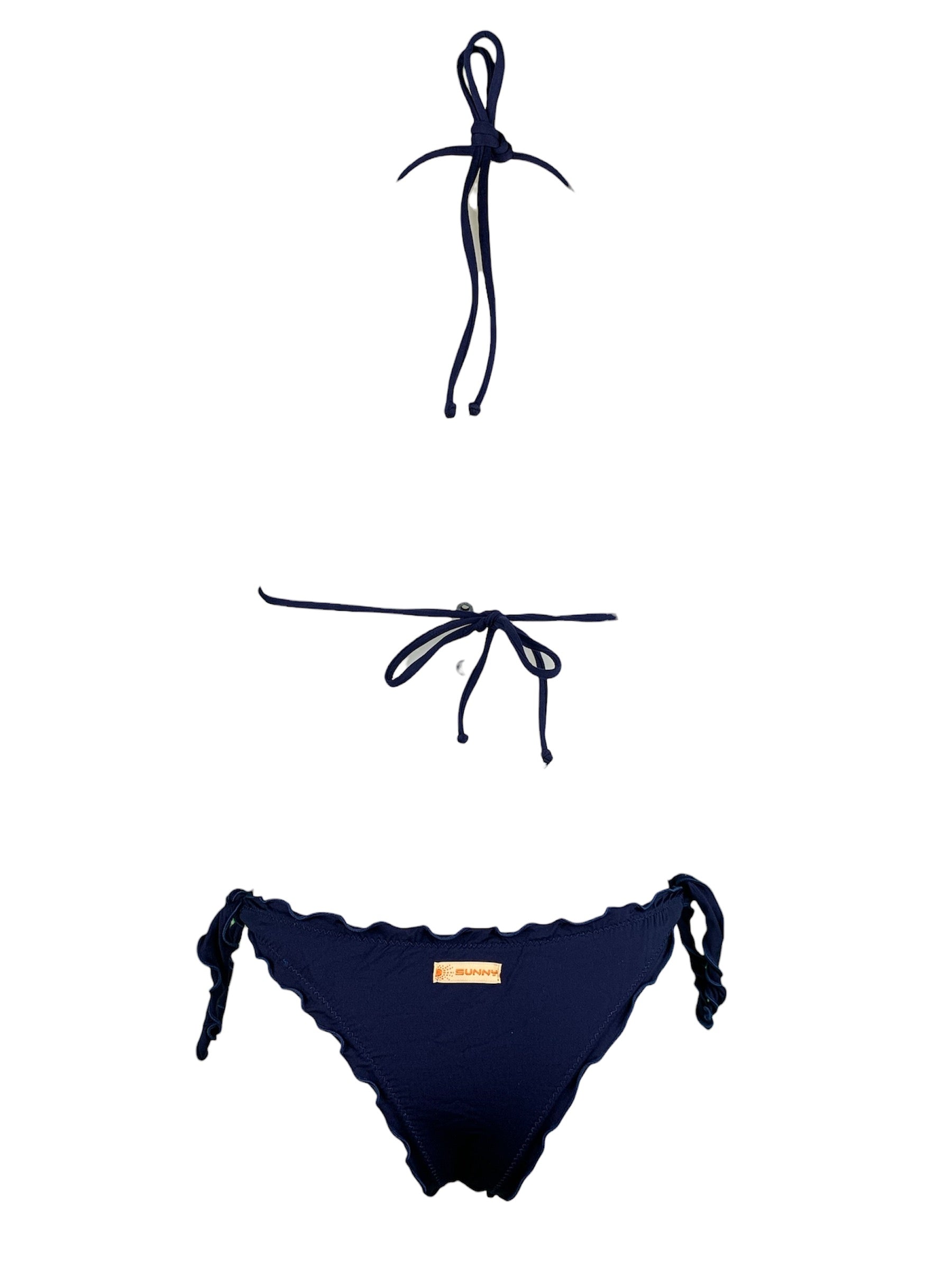 Bikini Triangolo Paillettes Fiammate Blu’