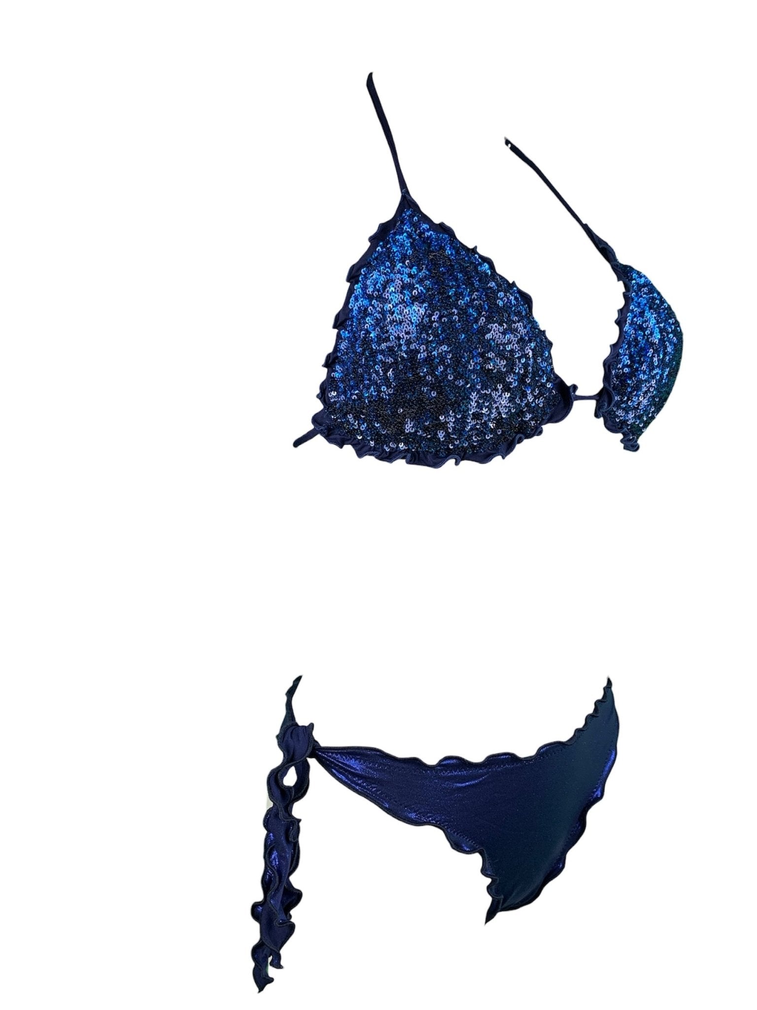Bikini Triangolo Paillettes Fiammate Blu’ - Bikini D'amare Riccione