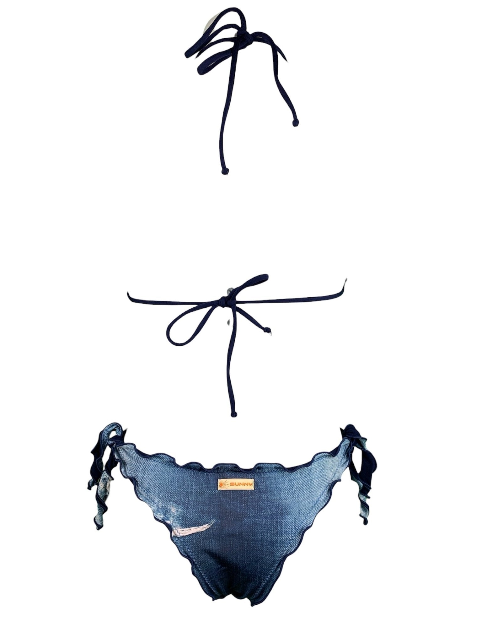 Bikini Triangolo Paillettes Fiammate Blu’ - Bikini D'amare Riccione