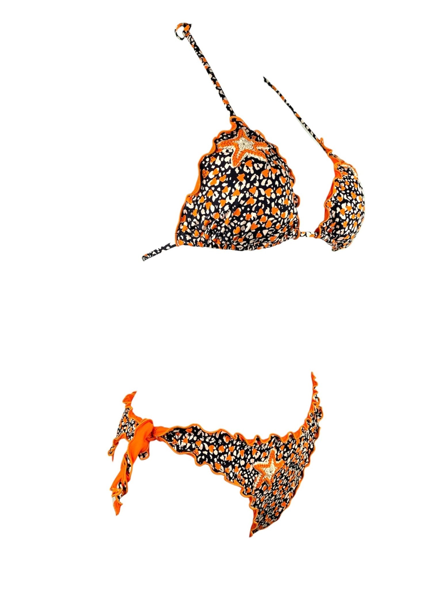 Bikini Triangolo Cuorucini Stelle Albicocca - Bikini D'amare Riccione