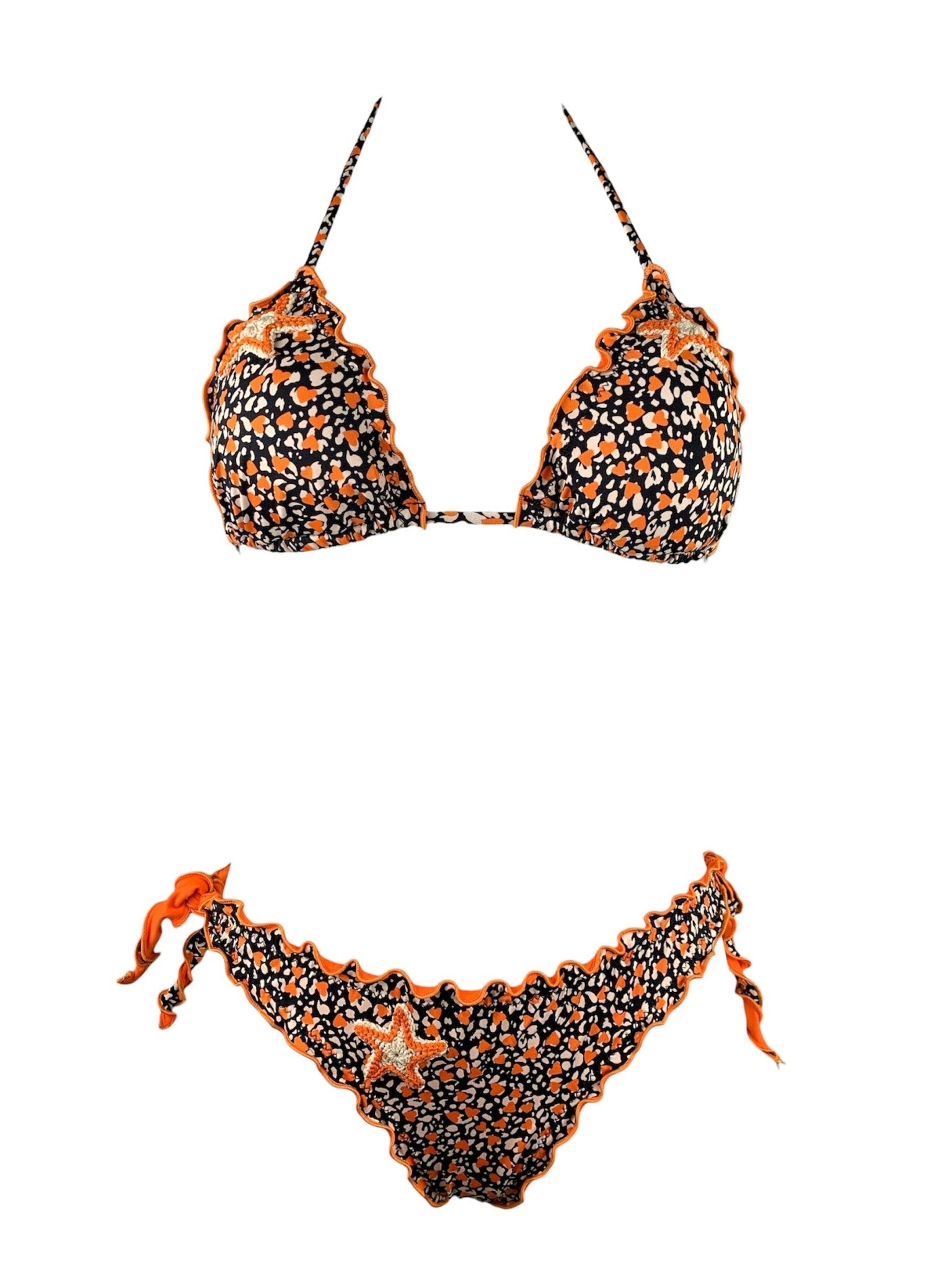 Bikini Triangolo Cuorucini Stelle Albicocca - Bikini D'amare Riccione
