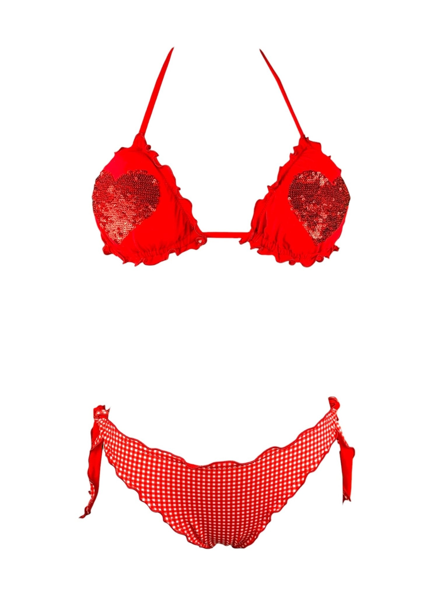 Sunny Beach Bikini Triangolo Paillettes Cuori - Scegli il Colore - Bikini D'amare Riccione