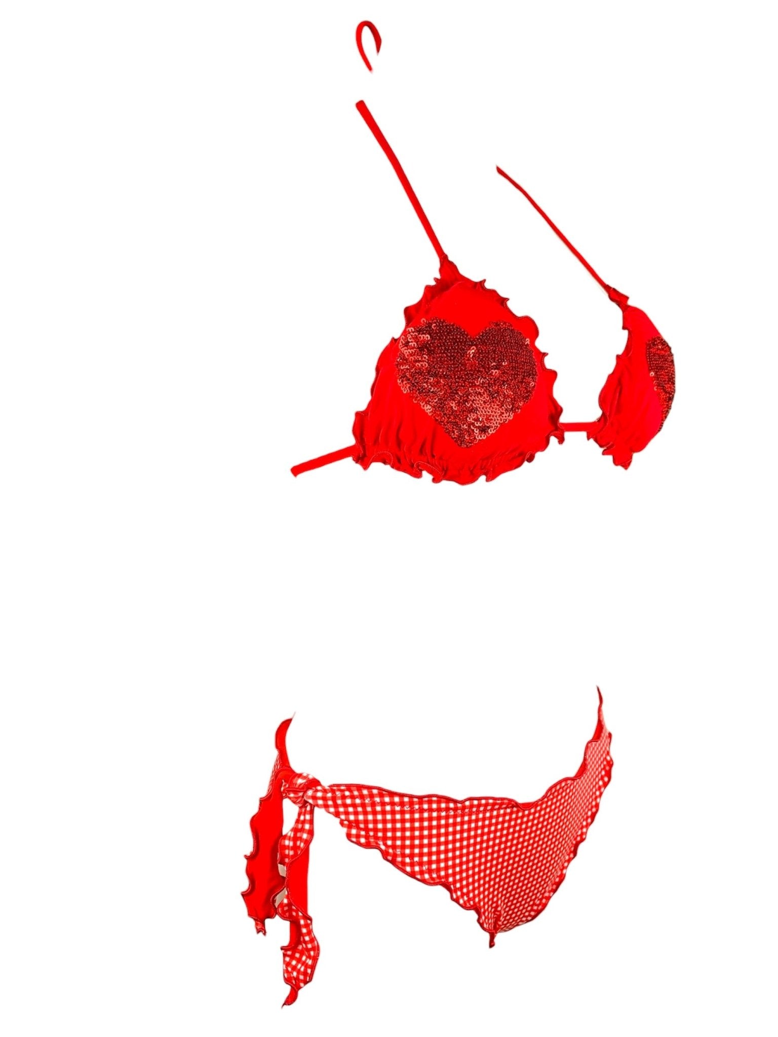 Sunny Beach Bikini Triangolo Paillettes Cuori - Scegli il Colore - Bikini D'amare Riccione