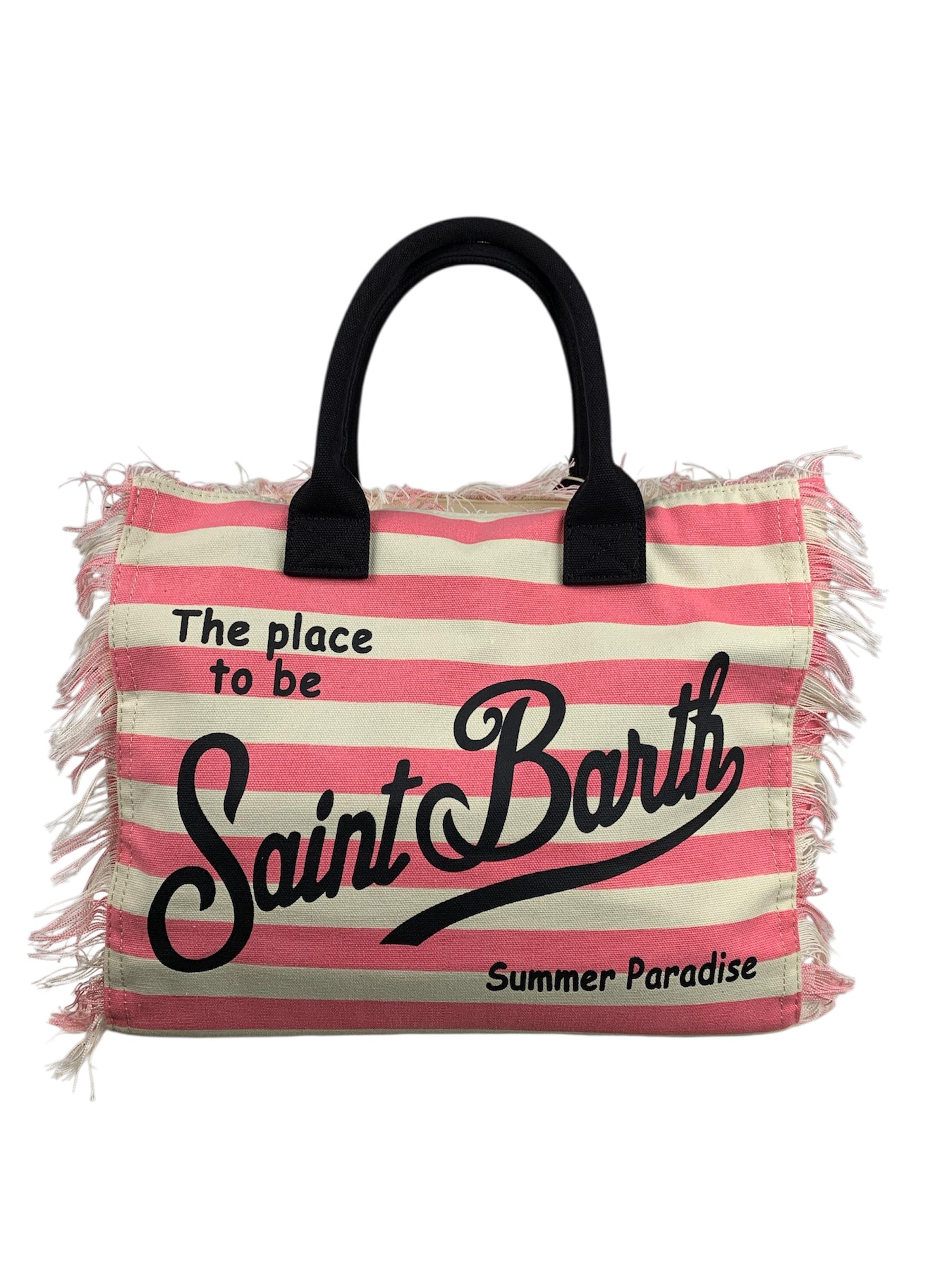 Borsa Spalla Vanity Righe Rosa-Avorio