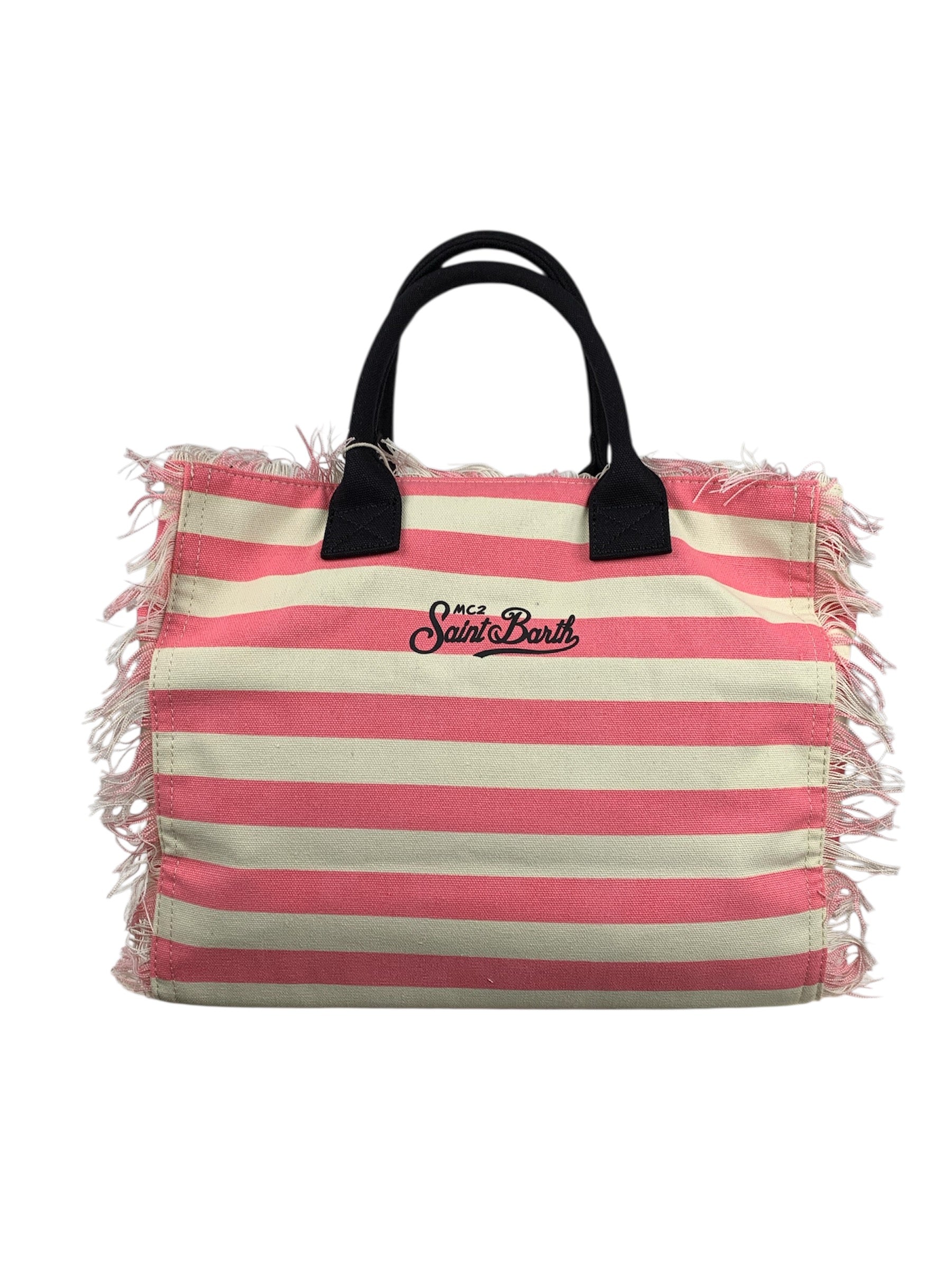 Borsa Spalla Vanity Righe Rosa-Avorio