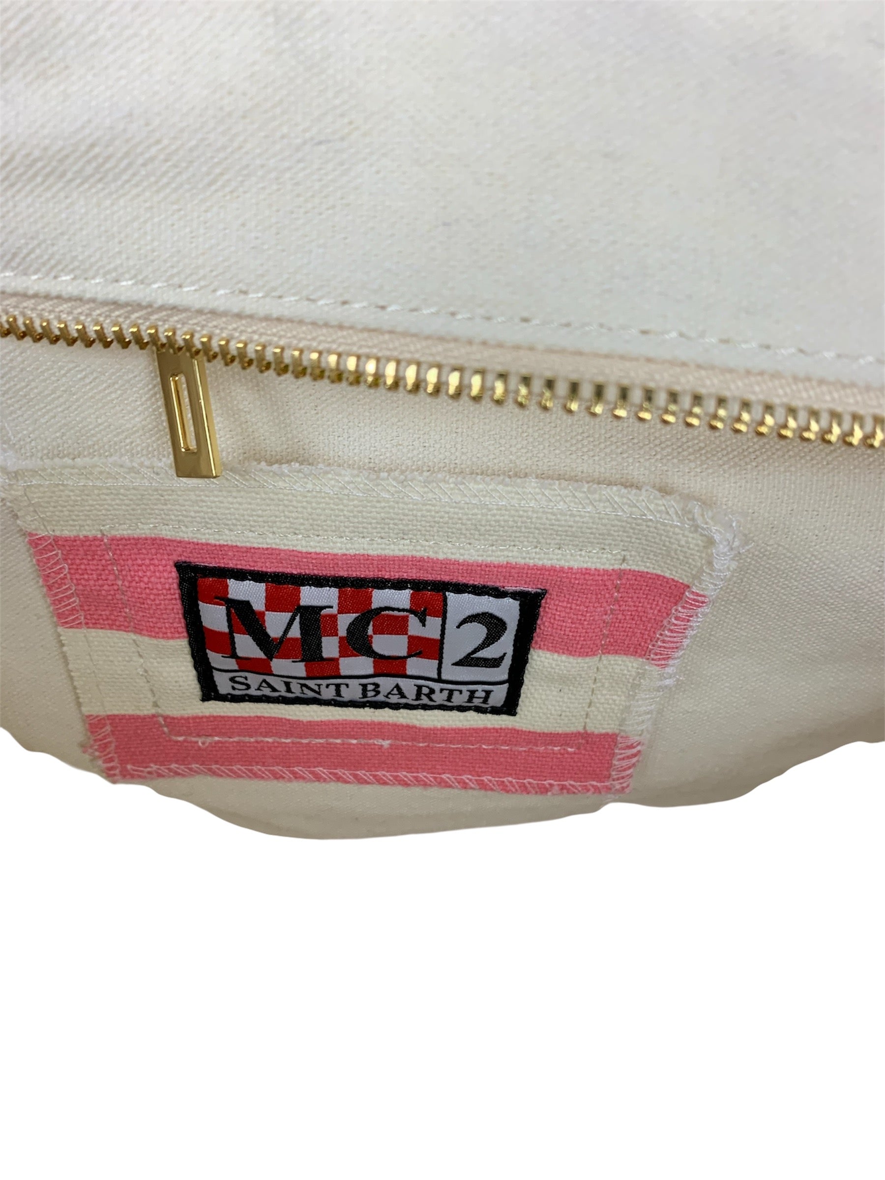 Borsa Spalla Vanity Righe Rosa-Avorio