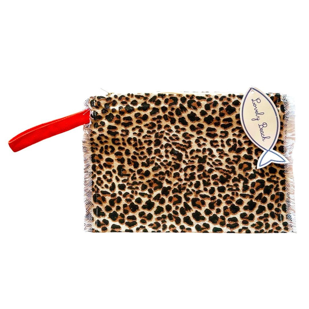 Set Lovely Beach Leopard Borsa Mare Grande - Telo Mare Fouta - Pochette - Bikini D'amare Riccione