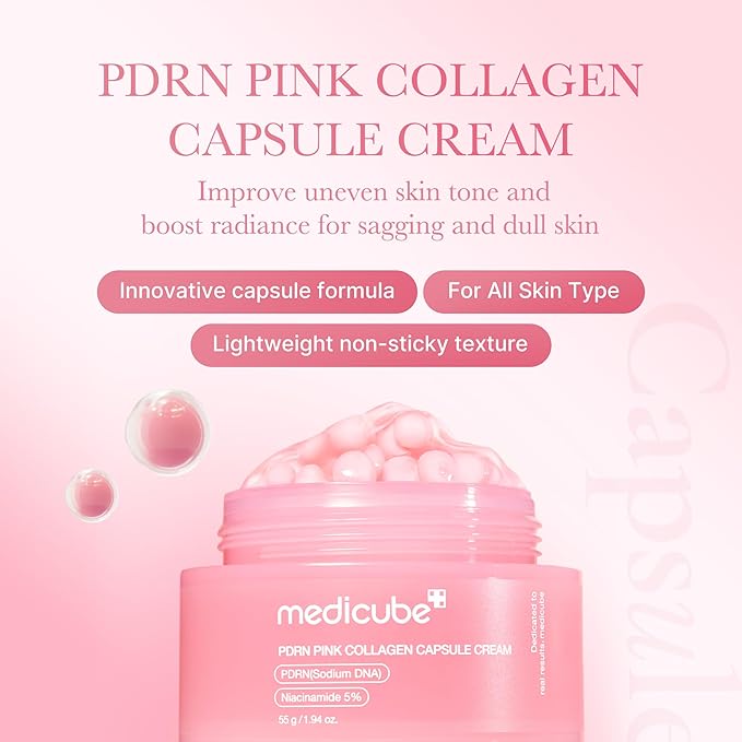 Medicube Crema Idratante per il Viso Salmon DNA PDRN Pink Collagen Capsule Cream 55 ml - Bikini D'amare Riccione