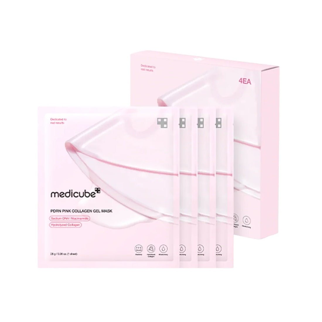 Medicube 4 Maschere in Gel al Collagene Rosa Salmon DNA PDRN - Maschera Viso Notturna - Bikini D'amare Riccione