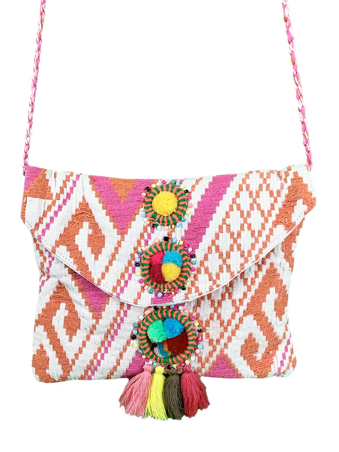 Pochette in Tessuto con Ricamo Artigianale Rosa Bikini D'amare