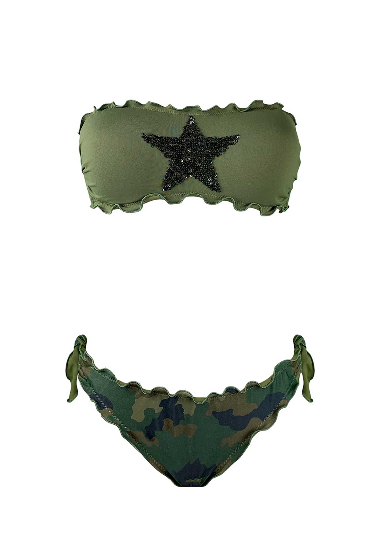 Sunny Beach Bikini Fascia Paillettes Stella Militare