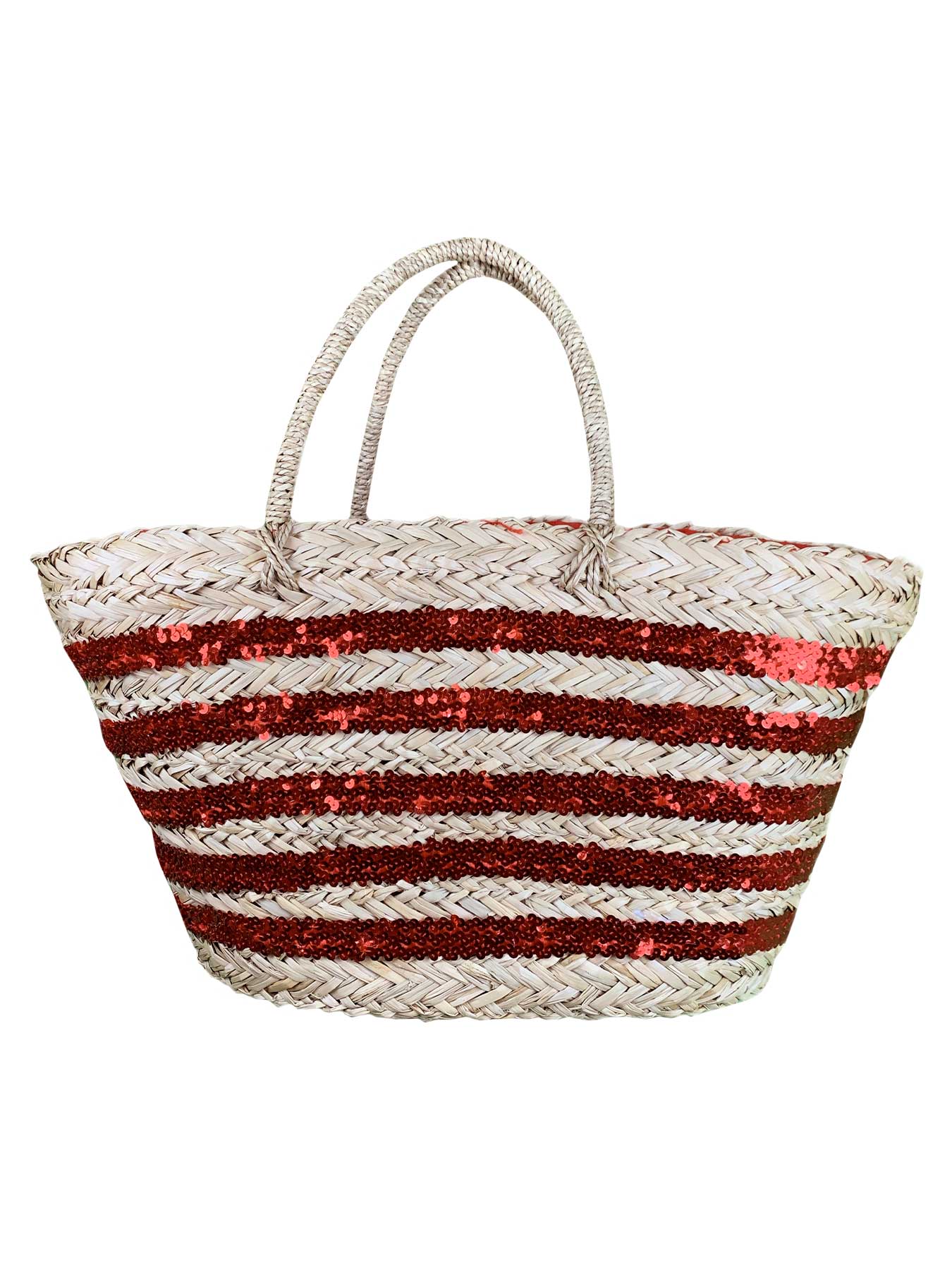 Borsa Mare di Paglia Paillettes Star Rosse Bikini D'amare