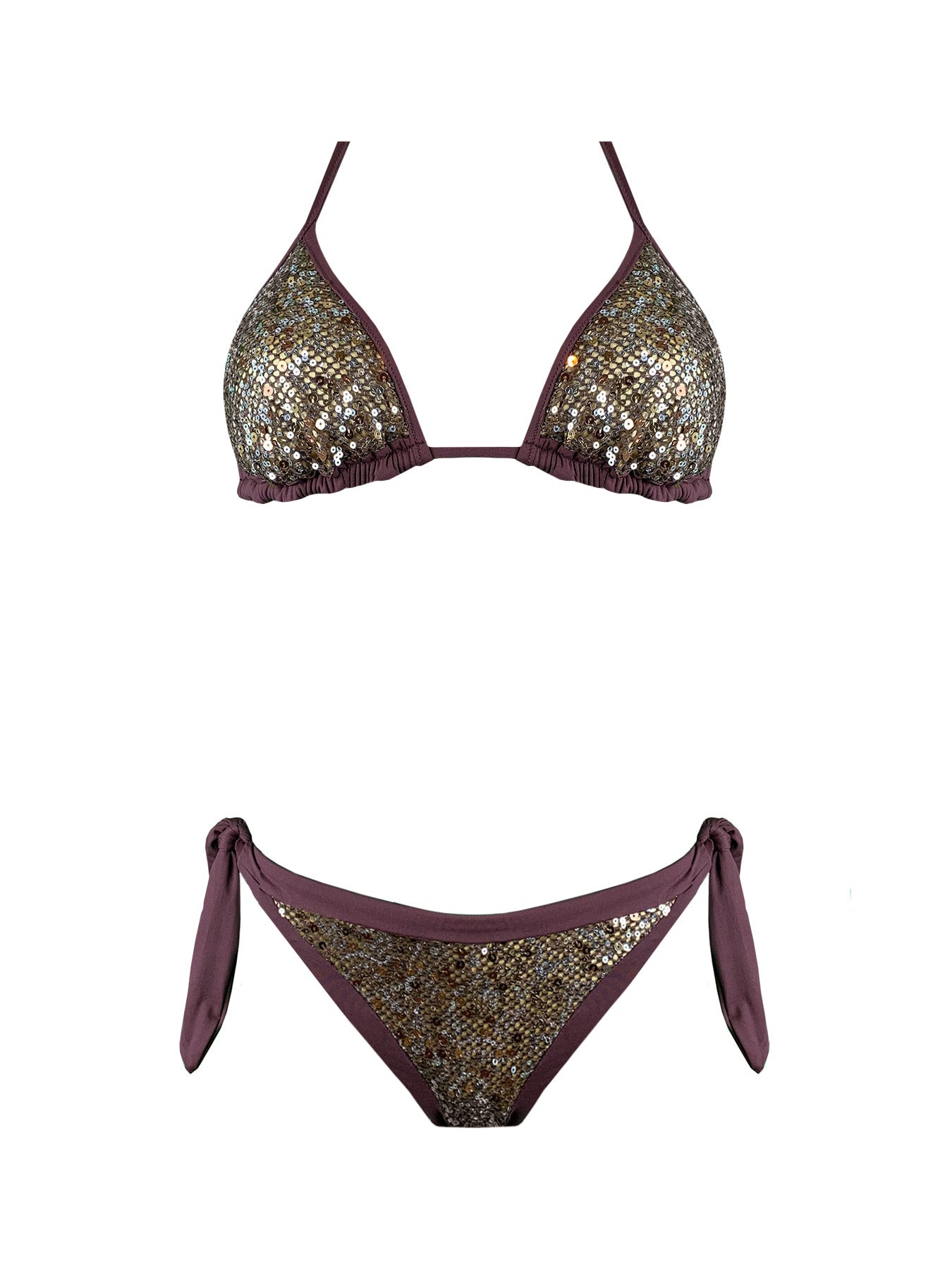 Coals Beach Bikini Triangolo Paillettes Bronze