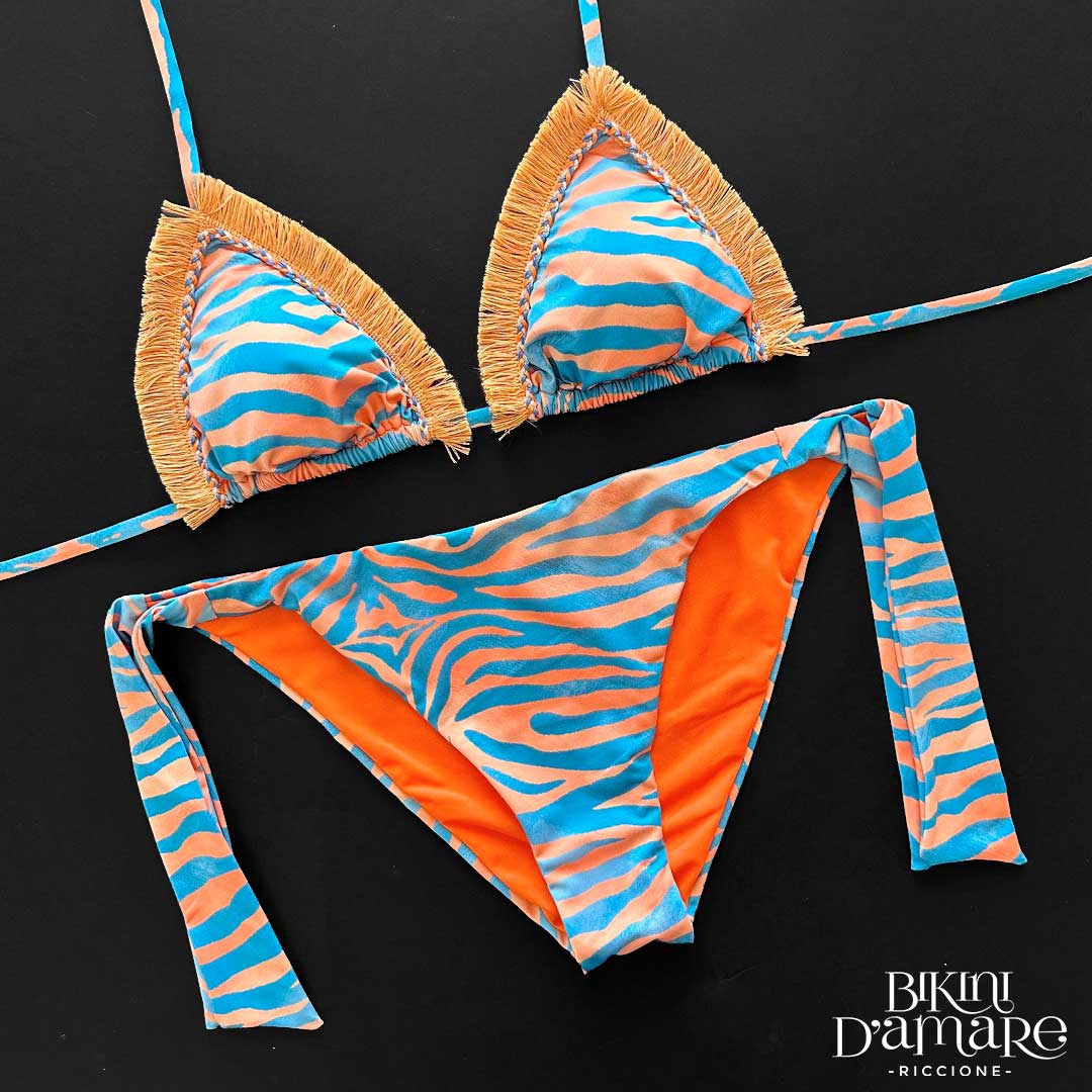 Genius Bikini Triangolo Madagascar Blu Arancio Genius Beachwear