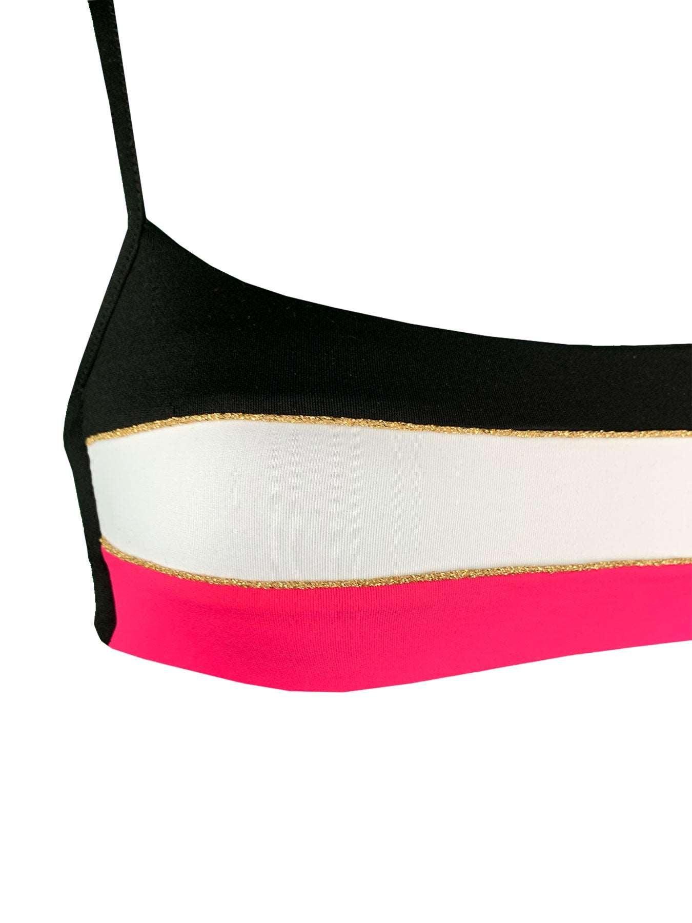 Bikini Brassiere Righe Con Profilo Oro