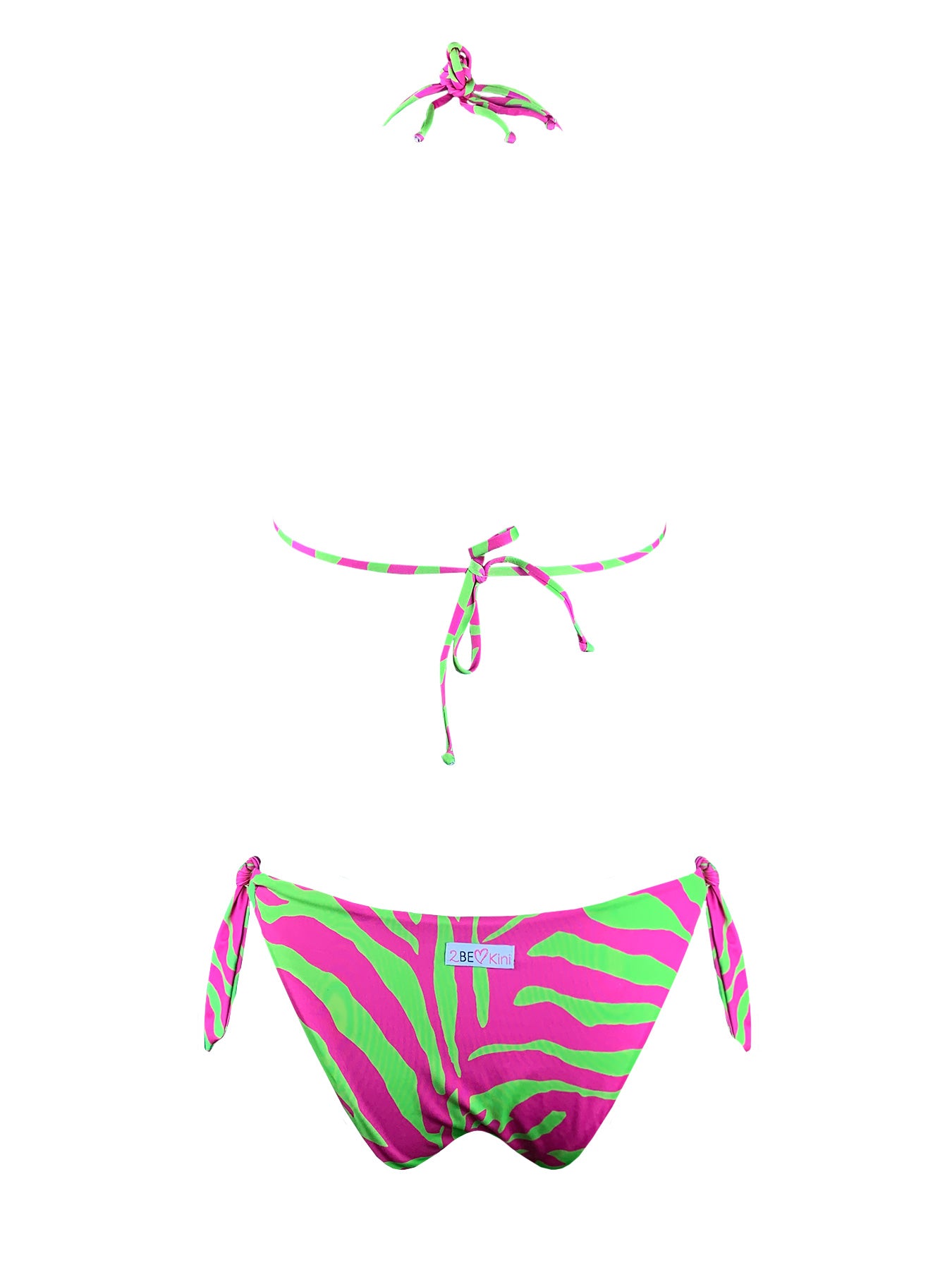 Bikini Triangolo 4 Posizioni Zebra Fucsia Green 2Bekini - Bikini D'amare Riccione
