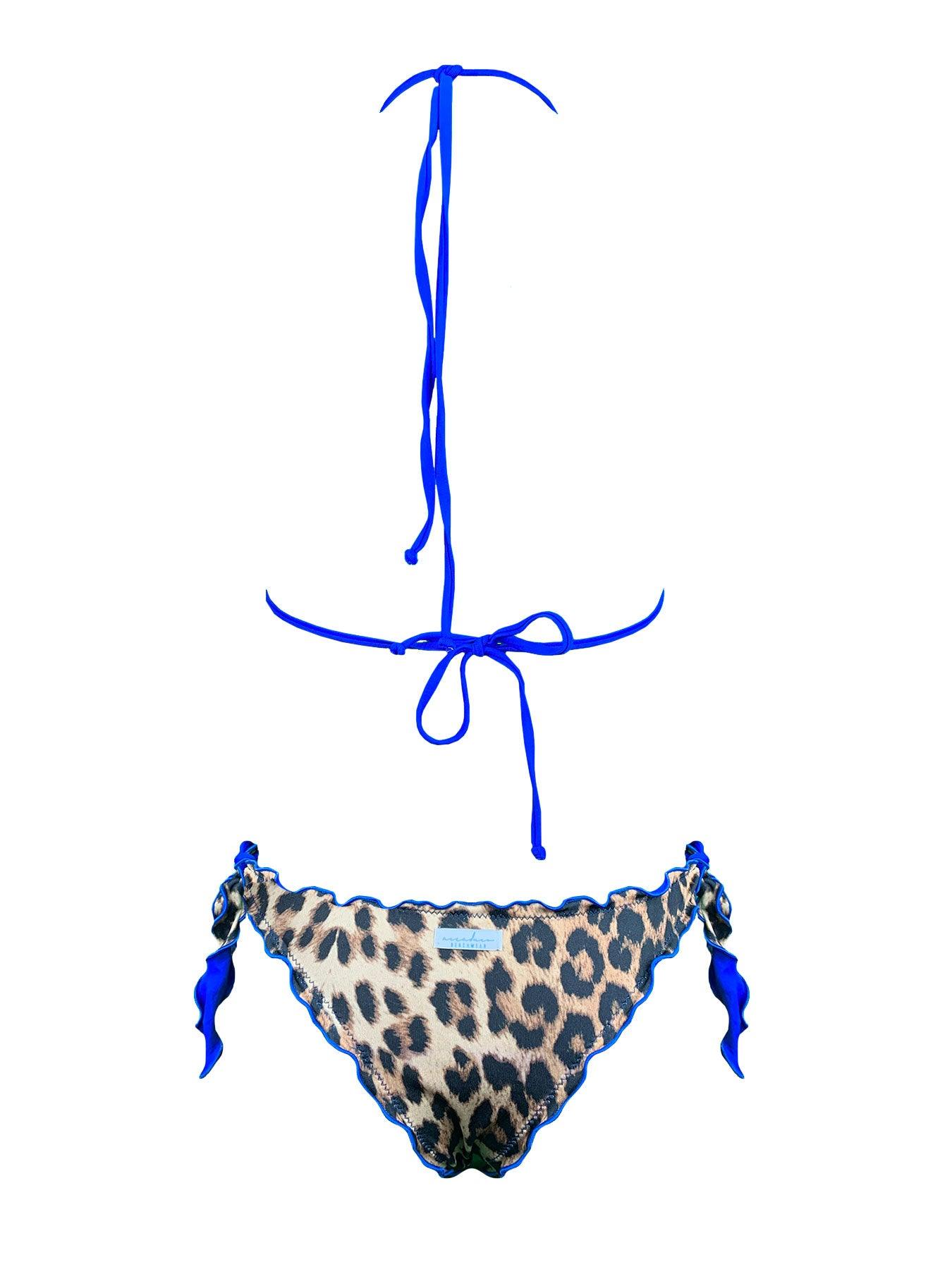 Bikini Triangolo Paillettes Fiammate Blu Slip Maku - Bikini D'amare Riccione