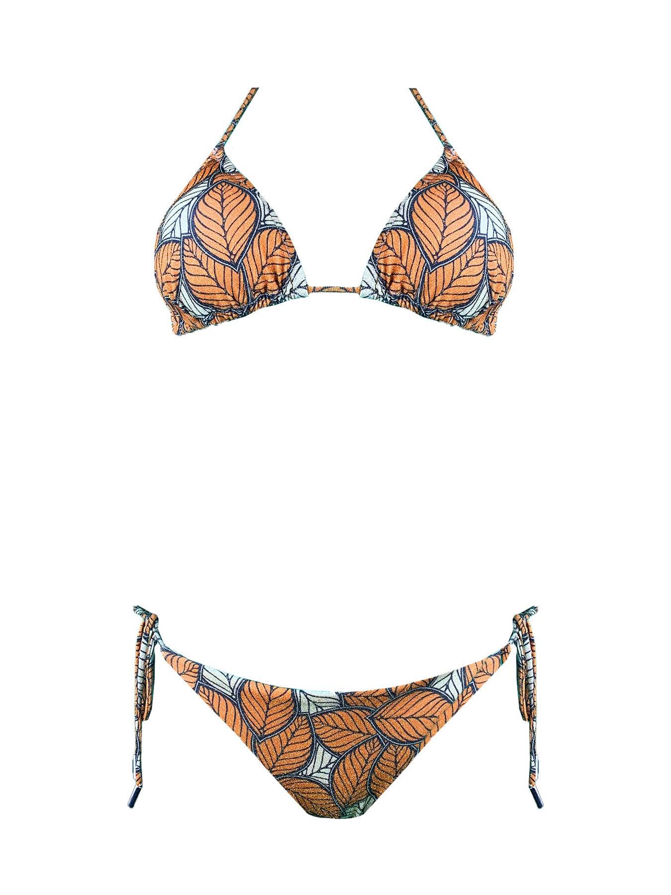 Bikini Triangolo Orange Leaves Lurex - Bikini D'amare Riccione
